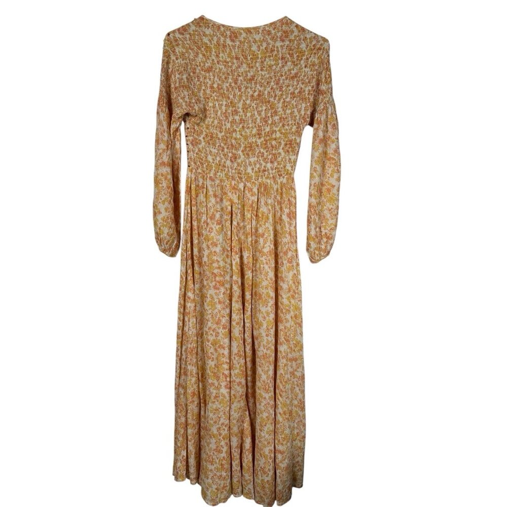 Free People x Intimately Kadence Robe Womens XS Beaded Smocked Maxi Duster Boho - Picture 3 of 9
